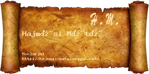 Hajmási Máté névjegykártya